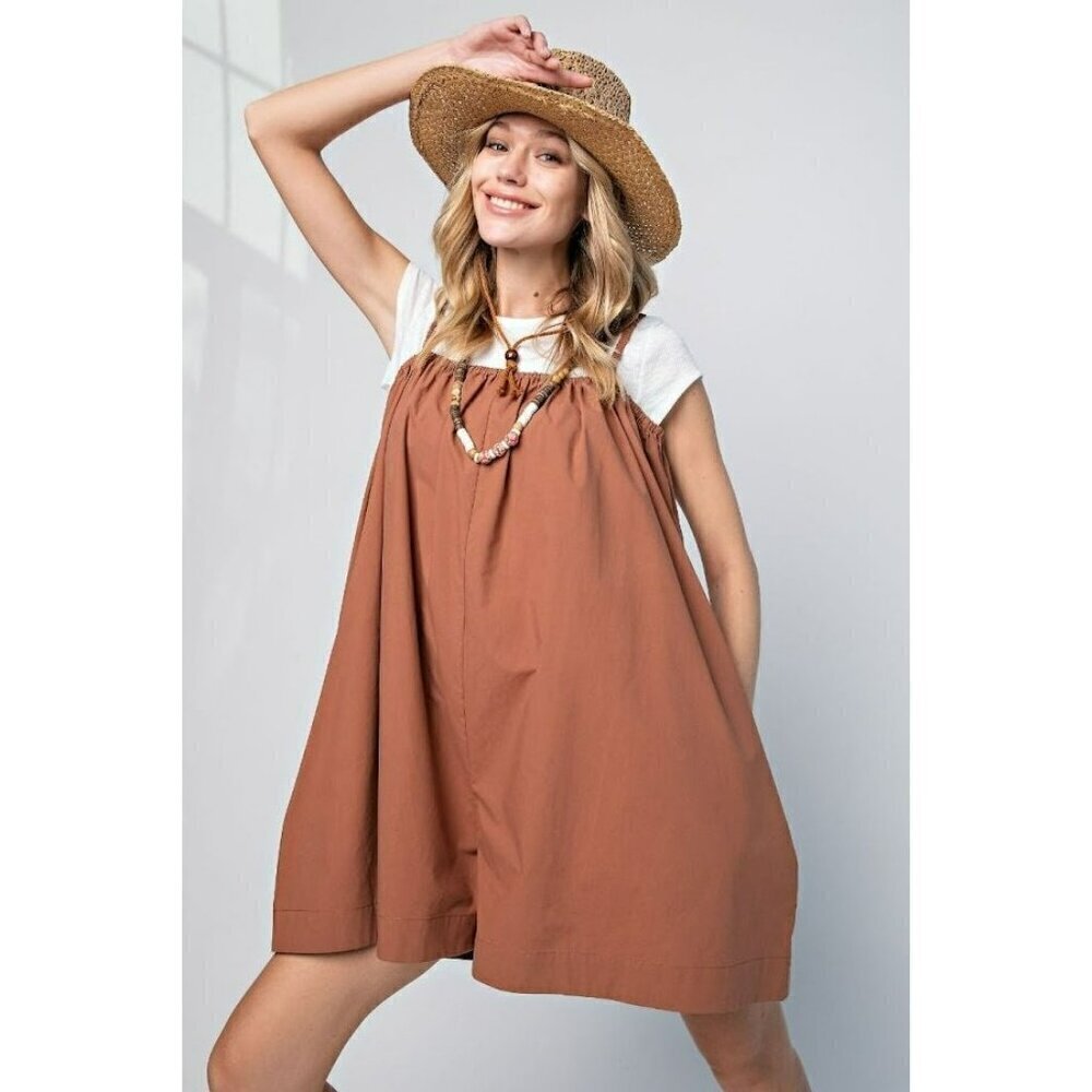 Poppy Love Wide Leg Romper in Coffee